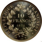 France 10 Francs Piedfort 1972 KM# P458 REPUBLIQUE FRANÇAISE 10 FRANCS 1972 coin obverse