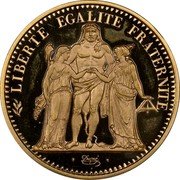 France 10 Francs (Piedfort) KM# P407 LIBERTE EGALITE FRATERNITE DUPRÉ coin reverse