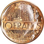 France 10 Francs Piedfort 1978 KM# P616 10 FRANCS coin reverse
