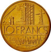 France 10 Francs Piedfort 1976 KM# Pn560 10 FRANCS coin reverse