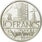 France 10 Francs Piedfort 1974 KM# P507 10 FRANCS coin reverse France 10 Francs Piedfort 1974 KM# P507 10 FRANCS coin reverse