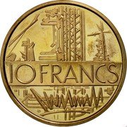 France 10 Francs Piedfort 1974 KM# P506 10 FRANCS coin reverse France 10 Francs Piedfort 1974 KM# P506 10 FRANCS coin reverse