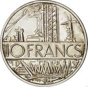 France 10 Francs France Map. Piedfort 1976 KM# P561 10 FRANCS coin reverse