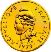 France 10 Francs (Piedfort - New Caledonia) KM# P7b RÉPUBLIQUE FRANÇAISE R JOLY I E O M 1979 coin obverse