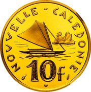 France 10 Francs (Piedfort - New Caledonia) KM# P7b NOUVELLE - CALEDONIE 10F coin reverse