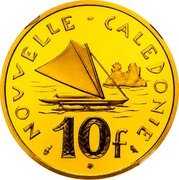 France 10 Francs (Piedfort - New Caledonia) KM# P1b NOUVELLE - CALEDONIE 10F coin reverse