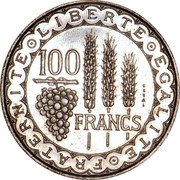 France 100 Francs Essai by Bazor 1950 REPUBLIQUE FRANÇAISE GB.L. BAZOR 1950 coin obverse