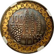 France 100 Francs Essai by Bazor 1950 100 FRANCS LIBERTE EGALITE FRATERNITE ESSAI coin reverse