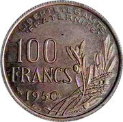 France 100 Francs Essai by Cochet 1950 100 FRANCS 1950 R.COCHET LIBERTE EGALITE FRATERNITE coin reverse