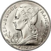 France 100 Francs (Essai) KM# E10 REPUBLIQUE FRANÇAISE ESSAI L.BAZOR GB 1964 coin obverse France 100 Francs (Essai) KM# E10 REPUBLIQUE FRANÇAISE ESSAI L.BAZOR GB 1964 coin obverse