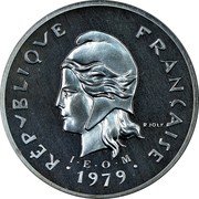 France 100 Francs (Piedfort) KM# P29 RÉPUBLIQUE FRANÇAISE R. JOLY I E O M 1979 coin obverse France 100 Francs (Piedfort) KM# P29 RÉPUBLIQUE FRANÇAISE R. JOLY I E O M 1979 coin obverse