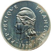 France 100 Francs Piedfort- New Caledonia 1979 KM# P10a RÉPUBLIQUE FRANÇAISE R JOLY I E O M 1979 coin obverse France 100 Francs Piedfort- New Caledonia 1979 KM# P10a RÉPUBLIQUE FRANÇAISE R JOLY I E O M 1979 coin obverse