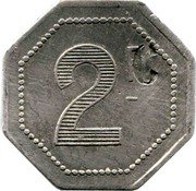 France 2 Centimes Thaon-les-Vosges. Cooperative Society 1951 ND (no date) 2 FC coin obverse France 2 Centimes Thaon-les-Vosges. Cooperative Society 1951 ND (no date) 2 FC coin obverse