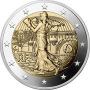 France 2 Euro Olympic Games in Paris 2023  Proof KM# 3130 RF PARIS 2024 2023 coin obverse