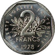 France 2 Francs (Essai) KM# E119 LIBERTÉ ÉGALITÉ FRATERNITÉ 2 FRANCS 1978 coin reverse