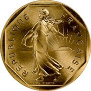 France 2 Francs (France) KM# P642 RÉPUBLIQUE FRANÇAISE D’APRÈS O.ROTY coin obverse France 2 Francs (France) KM# P642 RÉPUBLIQUE FRANÇAISE D’APRÈS O.ROTY coin obverse