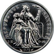 France 2 Francs French Polynesia Piedfort 1979(a) KM# P14 REPUBLIQUE FRANÇAISE I E O M G.B.BAZOR 1979 coin obverse