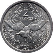 France 2 Francs New Caledonia 1971  KM# 9 2 FRANCS NOUVELLE CALEDONIE coin reverse