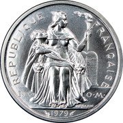 France 2 Francs (Piedfort) KM# P13 REPUBLIQUE FRANÇAISE I E O M G.B.BAZOR 1979 coin obverse