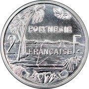France 2 Francs (Piedfort) KM# P13 POLYNESIE 2 F. FRANÇAISE coin reverse
