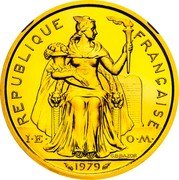 France 2 Francs Piedfort - New Caledonia 1979  Proof KM# P5b REPUBLIQUE FRANÇAISE ESSAI G.B.BAZOR 1979 coin obverse France 2 Francs Piedfort - New Caledonia 1979  Proof KM# P5b REPUBLIQUE FRANÇAISE ESSAI G.B.BAZOR 1979 coin obverse