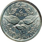 France 2 Francs Piedfort. New Caledonia 1979  KM# P5a 2 FRANCS NOUVELLE CALEDONIE coin reverse