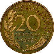 France 20 Centimes (France) KM# P633 LIBERTE EGALITE FRATERNITE 20 CENTIMES 1979 A. DIEUDONNE coin reverse France 20 Centimes (France) KM# P633 LIBERTE EGALITE FRATERNITE 20 CENTIMES 1979 A. DIEUDONNE coin reverse