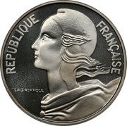 France 20 Centimes KM# P396 Modern Republic Decimal Coinage REPUBLIQUE FRANÇAISE LAGRIFFOUL coin obverse