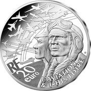 France 20 Euro Curtiss P-40 Warhawk 2023 c + ⊞ RF 20 EURO L'AVIATION & L'HISTOIRE coin obverse