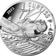 France 20 Euro Curtiss P-40 Warhawk 2023 c + ⊞ CURTISS P - 40 WARHAWK 2023 coin reverse