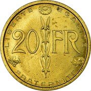 France 20 Francs Essai by Simon 1950  (fr) Le mot "ESSAI" avant le mot "LIBERTE" KM# Pn111 LIBERTE EGALITE 20 FR FRATERNITE coin reverse France 20 Francs Essai by Simon 1950  (fr) Le mot "ESSAI" avant le mot "LIBERTE" KM# Pn111 LIBERTE EGALITE 20 FR FRATERNITE coin reverse