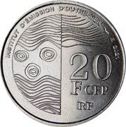 France 20 Francs CFP Coin for the French Communities in the Pacific 2021  INSTITUT D'ÉMISSION D'OUTRE-MER 2021 20 F CFP RF coin obverse France 20 Francs CFP Coin for the French Communities in the Pacific 2021  INSTITUT D'ÉMISSION D'OUTRE-MER 2021 20 F CFP RF coin obverse
