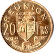 France 20 Francs Essai 1955  KM# E7 REUNION 20 FRS PRAETER OMNES ANGULUS RIDET coin reverse France 20 Francs Essai 1955  KM# E7 REUNION 20 FRS PRAETER OMNES ANGULUS RIDET coin reverse