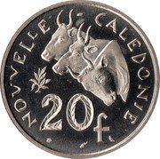 France 20 Francs (Essai - New Caledonia) KM# E12 NOUVELLE - CALEDONIE 20 F coin reverse France 20 Francs (Essai - New Caledonia) KM# E12 NOUVELLE - CALEDONIE 20 F coin reverse