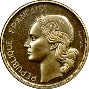 France 20 Francs Marianne Essai Piedfort 1952 KM# PE321 G. GUIRAUD REPUBLIQUE FRANÇAISE coin obverse France 20 Francs Marianne Essai Piedfort 1952 KM# PE321 G. GUIRAUD REPUBLIQUE FRANÇAISE coin obverse