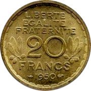 France 20 Francs (Pattern) KM# Pn112 REPVBLIQVE FRANÇAISE MORLON coin reverse France 20 Francs (Pattern) KM# Pn112 REPVBLIQVE FRANÇAISE MORLON coin reverse