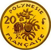 France 20 Francs (Piedfort) KM# P6 POLYNESIE 20 F FRANÇAISE coin reverse France 20 Francs (Piedfort) KM# P6 POLYNESIE 20 F FRANÇAISE coin reverse