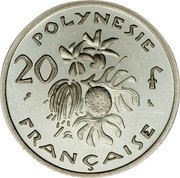 France 20 Francs (Piedfort) KM# P5 POLYNESIE 20 F FRANÇAISE coin reverse France 20 Francs (Piedfort) KM# P5 POLYNESIE 20 F FRANÇAISE coin reverse