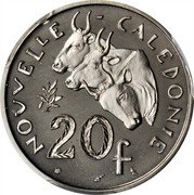 France 20 Francs (Piedfort - New Caledonia) KM# P2 NOUVELLE - CALEDONIE 20 F coin reverse France 20 Francs (Piedfort - New Caledonia) KM# P2 NOUVELLE - CALEDONIE 20 F coin reverse
