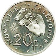 France 20 Francs (Piedfort - New Caledonia) KM# P8a NOUVELLE - CALEDONIE 20 F coin reverse France 20 Francs (Piedfort - New Caledonia) KM# P8a NOUVELLE - CALEDONIE 20 F coin reverse
