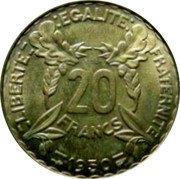 France 20 Francs (Trial) KM# Pn114 REPUBLIQUE FRANÇAISE P. TURIN coin reverse France 20 Francs (Trial) KM# Pn114 REPUBLIQUE FRANÇAISE P. TURIN coin reverse