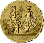 France 200 Euro Great Seal of the United States 2022  Proof KM# 3117 TO PEACE AND COMMERCE. RF IV JUL. MDCCLXXVI. G. BARBER. 1876. DUPRE.F. 200 EURO coin obverse