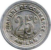France 25 Centimes Commune of Amiens 1921 THEVENON THEVENON CHAMBRE DE COMMERCE 25 C THEVENON AMIENS coin reverse France 25 Centimes Commune of Amiens 1921 THEVENON THEVENON CHAMBRE DE COMMERCE 25 C THEVENON AMIENS coin reverse