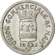France 25 Centimes Commune of Ham 1922  UNION COMMERCIALE DE HAM 19 22 THEVENON coin obverse France 25 Centimes Commune of Ham 1922  UNION COMMERCIALE DE HAM 19 22 THEVENON coin obverse