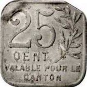France 25 Centimes Commune of Pacy-sur-Eure 1921  1921-25 25 CENT. VALABLE POUR LE CANTON coin reverse
