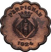 France 25 Centimes (Commune of Perpignan. Essai) PERPIGNAN 1924 coin obverse