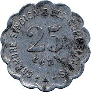 France 25 Centimes (Commune of Perpignan) CHAMBRE SYNDICALE DES COMMERÇANTS 25 CENT. coin reverse France 25 Centimes (Commune of Perpignan) CHAMBRE SYNDICALE DES COMMERÇANTS 25 CENT. coin reverse