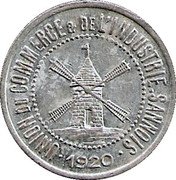 France 25 Centimes (Commune of Sannois) UNION DU COMMERCE ET DE L'INDUSTRIE SANNOIS 1920 coin obverse France 25 Centimes (Commune of Sannois) UNION DU COMMERCE ET DE L'INDUSTRIE SANNOIS 1920 coin obverse