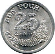 France 25 Centimes (Grand Glacier Coffee Society. Beziers) BON POUR 25 CENT- THEVENON coin reverse