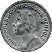 France 25 Centimes Woman in a Headdress. Department of Herault 1922  1922-1926 CHAMBRES DE COMMERCE DE L'HERAULT LOUIS PAUL coin obverse France 25 Centimes Woman in a Headdress. Department of Herault 1922  1922-1926 CHAMBRES DE COMMERCE DE L'HERAULT LOUIS PAUL coin obverse